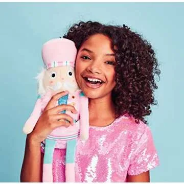 iscream Soft Plush 18.5" Nutcracker Embroidered Accent Holiday Pillow - Pink