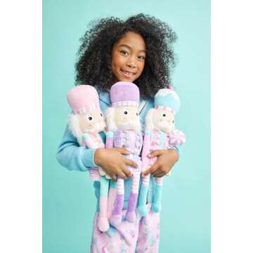 iscream Soft Plush 18.5" Nutcracker Embroidered Accent Holiday Pillow - Pink