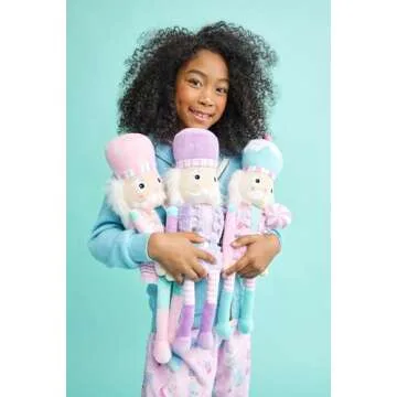 iscream Soft Plush 18.5" Nutcracker Embroidered Accent Holiday Pillow - Pink