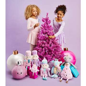 iscream Soft Plush 18.5" Nutcracker Embroidered Accent Holiday Pillow - Pink