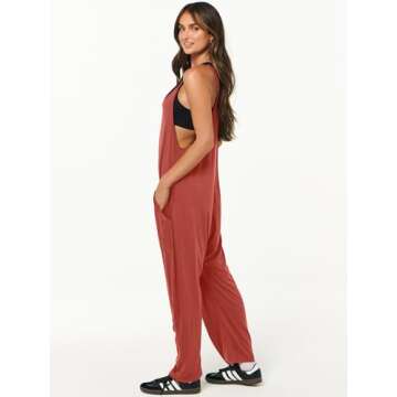 ANRABESS Jumpsuits for Women Casual Summer Overalls Sleeveless Spaghetti Strap Romper Jumpers Trendy Beach Vacation Outfits Orange Rust XX-Large