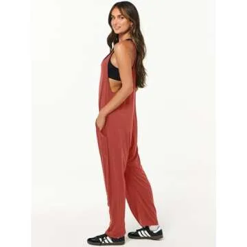 ANRABESS Jumpsuits for Women Casual Summer Overalls Sleeveless Spaghetti Strap Romper Jumpers Trendy Beach Vacation Outfits Orange Rust XX-Large