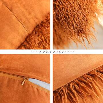 Kevin Textile Retro Decorative Long Fur Throw Pillow Case Cushion Cover Pillowcase for Sofa, Set of 2, 20inch (50cm), Meerkat Brown