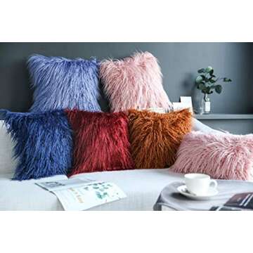 Kevin Textile Retro Decorative Long Fur Throw Pillow Case Cushion Cover Pillowcase for Sofa, Set of 2, 20inch (50cm), Meerkat Brown