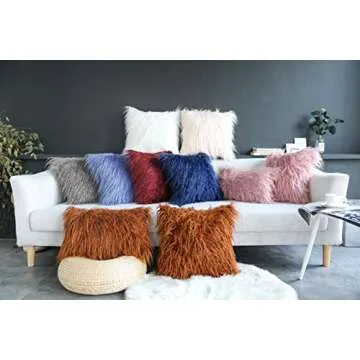 Kevin Textile Retro Decorative Long Fur Throw Pillow Case Cushion Cover Pillowcase for Sofa, Set of 2, 20inch (50cm), Meerkat Brown