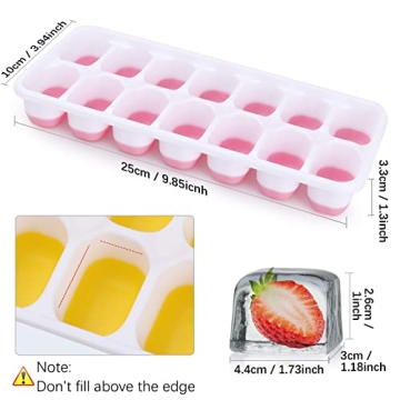 JRISBO 4-Piece Silicone Ice Cube Trays with Lid 56 Compartments BPA Free & LFGB Certified, Safe and Healthy Ice Tray for Baby Porridge, Coffee, Cocktail