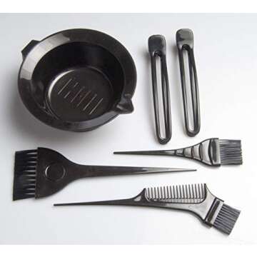 Diane Hair Coloring Kit – 7 Piece Set – DIY Color, Dye, Highlighting Supplies, 3 Tint Brushes, 2 Clips, 1 Tint Bowl, Clear Zip Storage Bag, D851