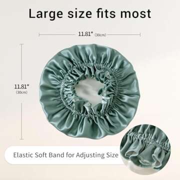 ZIMASILK 100% Mulberry Silk Bonnet for Women Hair Care, Double Layered, Silk Hair Wrap for Sleeping with Elastic Stay On (1Pc, Greyish Green+Ivory)