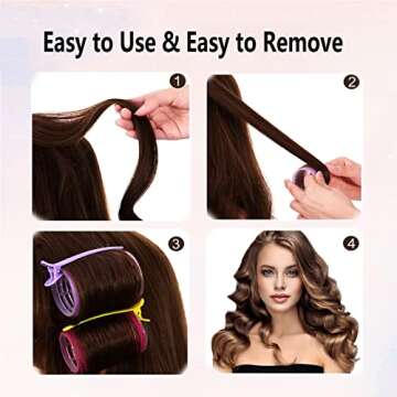 OEIEZ 55 Pcs Hair Rollers Value Pack, Nylon Polyester Hair Rollers for Long Medium Short Hair in Jumbo Large Medium Sizes, Self Grip Hair Curler Set with 18 Metal Clips &1 Comb