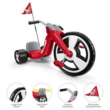 Radio Flyer Big Flyer Sport with Large Front Wheel and Adjustable Seat for Kids, Outdoor Activities,...