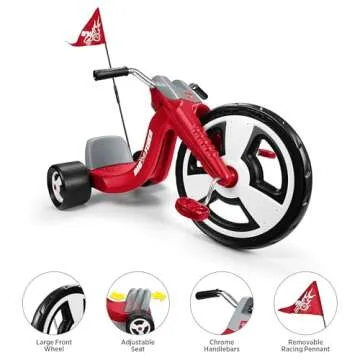 Radio Flyer Big Flyer Sport with Large Front Wheel and Adjustable Seat for Kids, Outdoor Activities,...