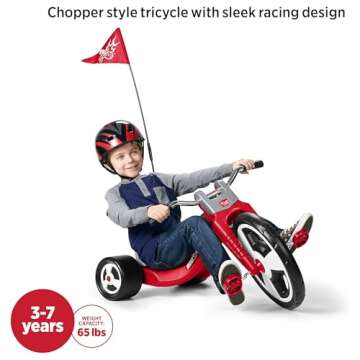 Radio Flyer Big Flyer Sport with Large Front Wheel and Adjustable Seat for Kids, Outdoor Activities, and Recreational Sports, Red
