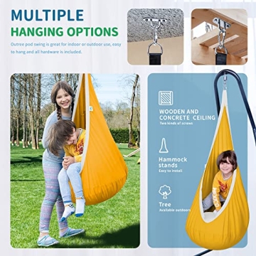 OUTREE Kids Pod Swing – Sensory Swing for Indoor Outdoor Fun