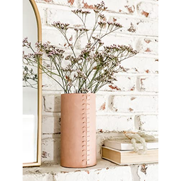 Bisque Terracotta Vase - Unique Leather Decor Piece