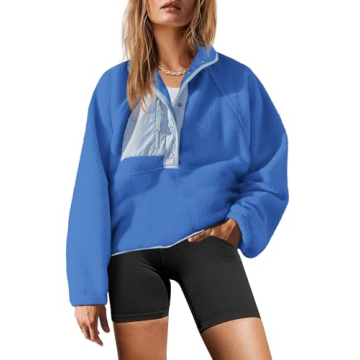 Yanekop Womens Fuzzy Fleece Pullover Sherpa Sweatshirt with Stylish Pockets