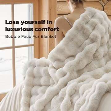 Bedsure Faux Fur Blanket - Soft & Fluffy, Bubble Blanket for Couch, Sofa, Bed - Fuzzy, Cozy, Plush, ...