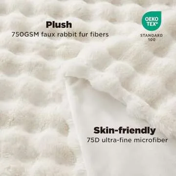 Bedsure Faux Fur Blanket - Soft & Fluffy, Bubble Blanket for Couch, Sofa, Bed - Fuzzy, Cozy, Plush, Thick & Warm for Winter, Christmas Decor Gifts for Women, White, 60x80 inches