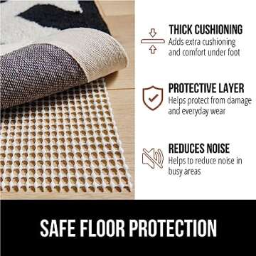 Gorilla Grip Extra Strong Rug Pad Gripper, 5x8 FT, Grips Keep Area Rugs Safe and in Place, Thick Slip and Skid Resistant Pads for Hard Floors Under Carpet Mat Cushion and Hardwood Floor Protection