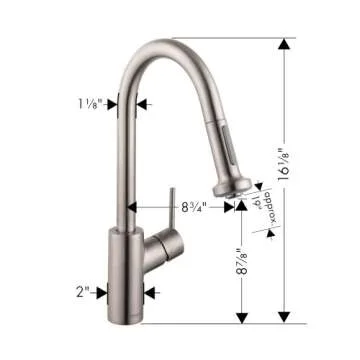 hansgrohe Talis S² Stainless Steel High Arc Kitchen Faucet, Kitchen Faucets with Pull Down Sprayer, Faucet for Kitchen Sink, Magnetic Docking Spray Head, Stainless Steel Optic 14877801