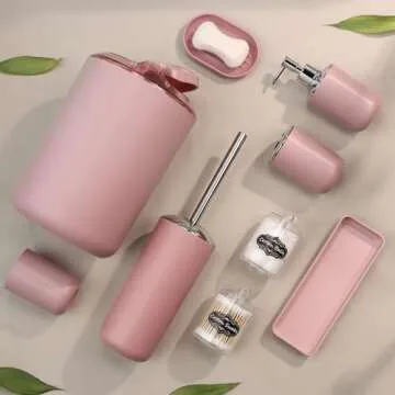 Pink Bathroom Set - 9 Piece Accessory Collection for Home Decor and Gifts
