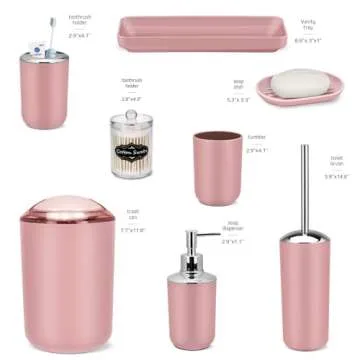 Stylish Pink 9-Piece Bathroom Accessory Set for Gifts