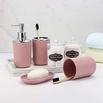 Stylish Pink 9-Piece Bathroom Accessory Set for Gifts