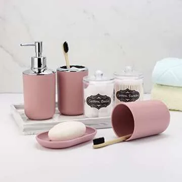 Stylish Pink 9-Piece Bathroom Accessory Set for Gifts