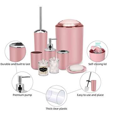 Stylish Pink 9-Piece Bathroom Accessory Set for Gifts