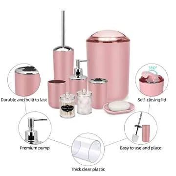 Stylish Pink 9-Piece Bathroom Accessory Set for Gifts