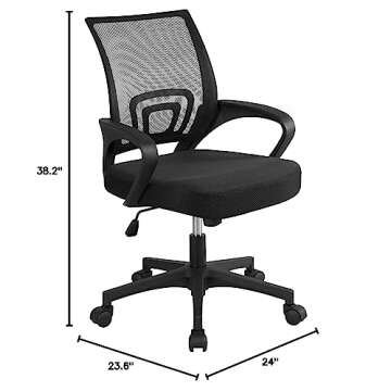 Yaheetech Office Chair Ergonomic Desk Chair Mid-Back Big Cheap Computer Chair Mesh Swivel Chair with Lumbar Support