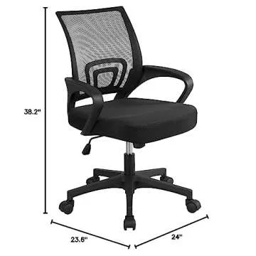 Yaheetech Office Chair Ergonomic Desk Chair Mid-Back Big Cheap Computer Chair Mesh Swivel Chair with Lumbar Support