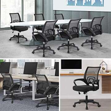 Yaheetech Office Chair Ergonomic Desk Chair Mid-Back Big Cheap Computer Chair Mesh Swivel Chair with Lumbar Support