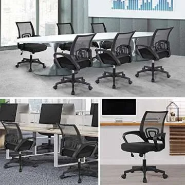 Yaheetech Office Chair Ergonomic Desk Chair Mid-Back Big Cheap Computer Chair Mesh Swivel Chair with Lumbar Support