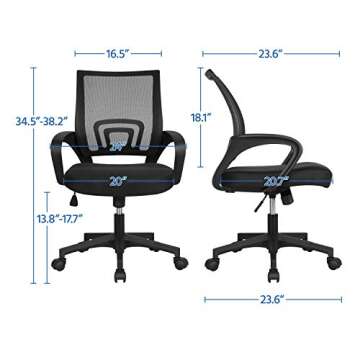 Yaheetech Office Chair Ergonomic Desk Chair Mid-Back Big Cheap Computer Chair Mesh Swivel Chair with Lumbar Support