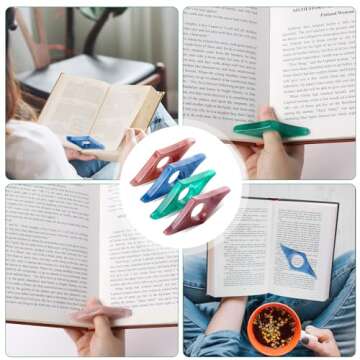 4 Pcs Thumb Book Page Holder Resin Thumb Book Holder Book Page Holders for Reading Book Opener Holder Thumb Ring Book Accessories for Book Lovers Readers Student Teacher Gifts(4 Colors)