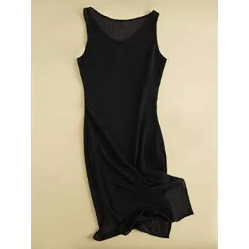 Verdusa Women's Split Side Sleeveless Round Neck Mesh Swimwear Cover Up