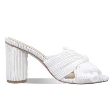 MICIFA Women's Bow Heeled Sandals Slip On Open Toe Block Chunky Heel Sandals Bride Wedding Dress Shoes…