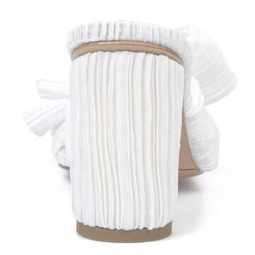 MICIFA Women's Bow Heeled Sandals Slip On Open Toe Block Chunky Heel Sandals Bride Wedding Dress Shoes…