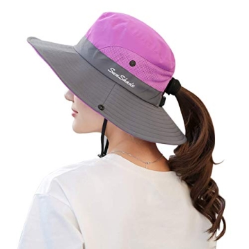 Muryobao Women's Sun Hat with UV Protection and Ponytail Hole