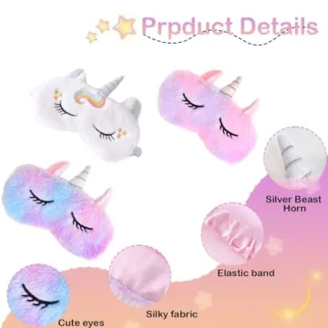 Sleep Mask for Kids Girls,3Pack,Unicorn Sleep Mask,Cute Animal Eye Mask for Princess Sleeping,Night Blindfold Bed Eye Covers for Children