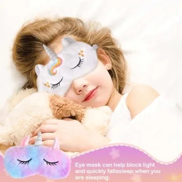Sleep Mask for Kids Girls,3Pack,Unicorn Sleep Mask,Cute Animal Eye Mask for Princess Sleeping,Night Blindfold Bed Eye Covers for Children