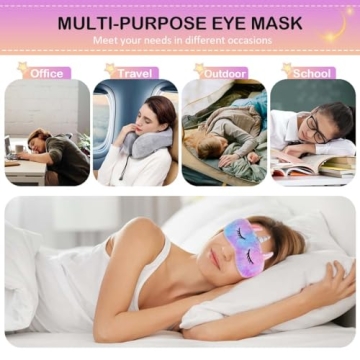 Sleep Mask for Kids Girls,3Pack,Unicorn Sleep Mask,Cute Animal Eye Mask for Princess Sleeping,Night Blindfold Bed Eye Covers for Children