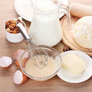 Stainless Steel Whisks, ONME Kitchen Whisks 8" 10" 12" Balloon Wire Whisk for Blending, Whisking, Beating, Stirring (3 Pack)