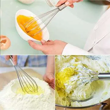 Stainless Steel Whisks, ONME Kitchen Whisks 8" 10" 12" Balloon Wire Whisk for Blending, Whisking, Beating, Stirring (3 Pack)