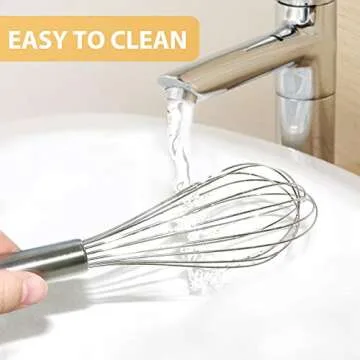 Stainless Steel Whisks, ONME Kitchen Whisks 8" 10" 12" Balloon Wire Whisk for Blending, Whisking, Beating, Stirring (3 Pack)