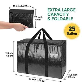 BALEINE Moving Totes with Reinforced Handles, Heavy-Duty UnderBed Storage Bag for Moving Boxes, Clothes, Travel