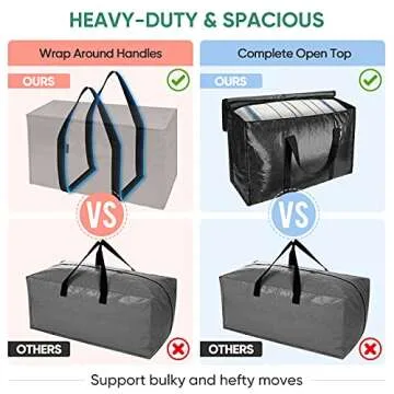BALEINE Moving Totes with Reinforced Handles, Heavy-Duty UnderBed Storage Bag for Moving Boxes, Clothes, Travel