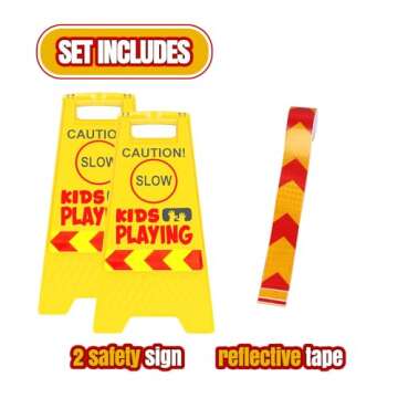 High-Visibility 2 Pack Kid Playing Caution Sign - Enhance Safety with Reflective Tape