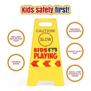Durable 2 Pack Kid Playing Caution Sign with Reflective Tape