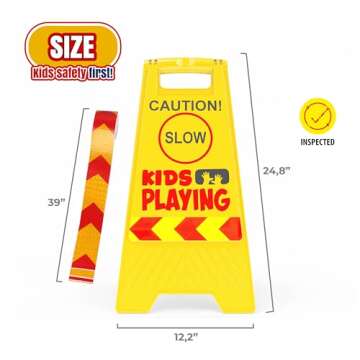 Durable 2 Pack Kid Playing Caution Sign with Reflective Tape